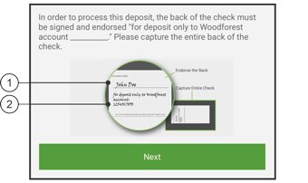 Back of Check Instructions screen