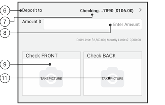 Deposit Check screen