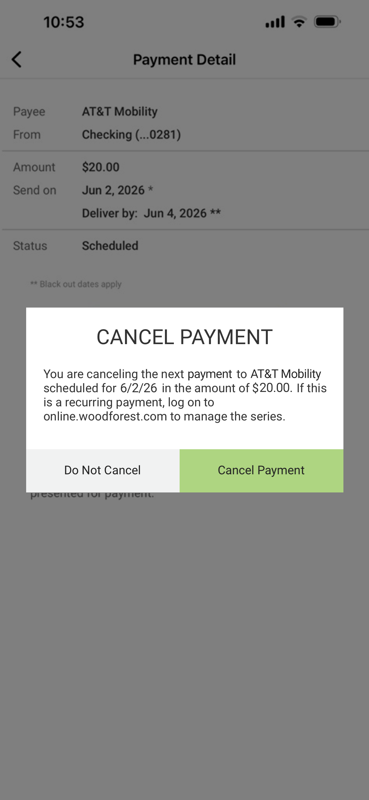 Cancel Payment - Review