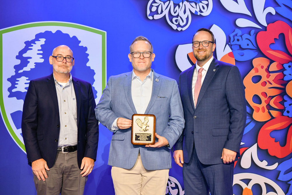 Receiving award