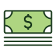 Dollar bill with 3 lines underneath